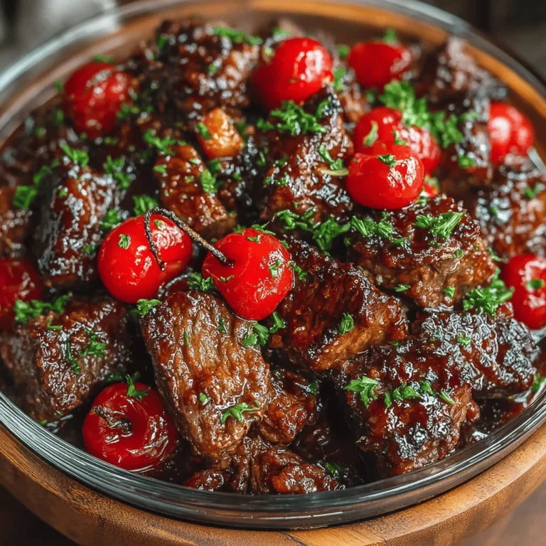Cherry Blossom Beef Delight is a truly unique dish that tantalizes the taste buds with its elegant fusion of rich, savory beef and the sweet-tart notes of fresh cherries. This recipe is not only a feast for the palate but also a visual delight, making it perfect for various occasions. Whether you're planning a cozy family dinner, celebrating a special milestone, or hosting an intimate gathering with friends, this dish effortlessly elevates the dining experience, offering both sophistication and comfort.