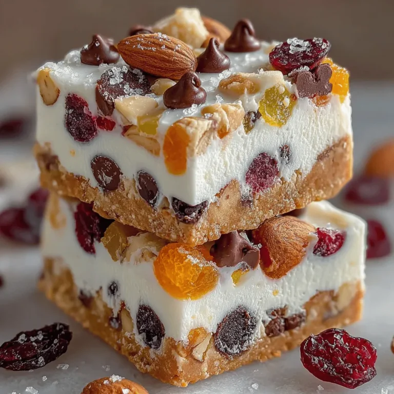 In today's fast-paced world, finding nutritious and delicious snacks can be a challenge. Many individuals struggle to maintain a balanced diet while juggling work, family, and social obligations. Enter the Frosty Fusion Trail Mix Bars—an ideal solution for health-conscious individuals seeking a delightful treat that doesn’t compromise on flavor or nutrition. These bars are packed with wholesome ingredients like Greek yogurt, nuts, and dried fruits, ensuring that they not only satisfy your sweet cravings but also provide a substantial energy boost throughout the day.