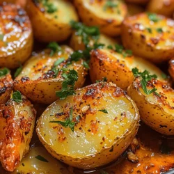 Crispy roasted garlic potatoes are the quintessential side dish that elevates any meal with their delightful texture and rich, savory flavors. This recipe showcases the star ingredient, baby Yukon Gold potatoes, which are renowned for their creamy texture and buttery taste. When roasted, these potatoes develop a golden, crispy exterior while maintaining a soft and fluffy interior, making them the perfect canvas for a harmonious blend of garlic and herbs. Whether served alongside grilled meats, roasted vegetables, or a fresh salad, these potatoes are sure to impress your family and guests alike.