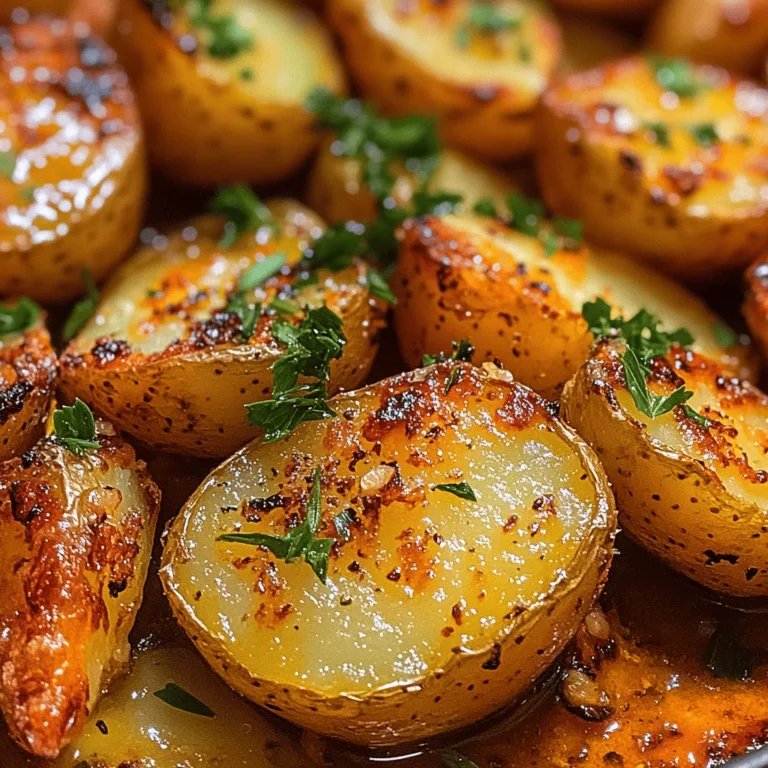 Crispy roasted garlic potatoes are the quintessential side dish that elevates any meal with their delightful texture and rich, savory flavors. This recipe showcases the star ingredient, baby Yukon Gold potatoes, which are renowned for their creamy texture and buttery taste. When roasted, these potatoes develop a golden, crispy exterior while maintaining a soft and fluffy interior, making them the perfect canvas for a harmonious blend of garlic and herbs. Whether served alongside grilled meats, roasted vegetables, or a fresh salad, these potatoes are sure to impress your family and guests alike.