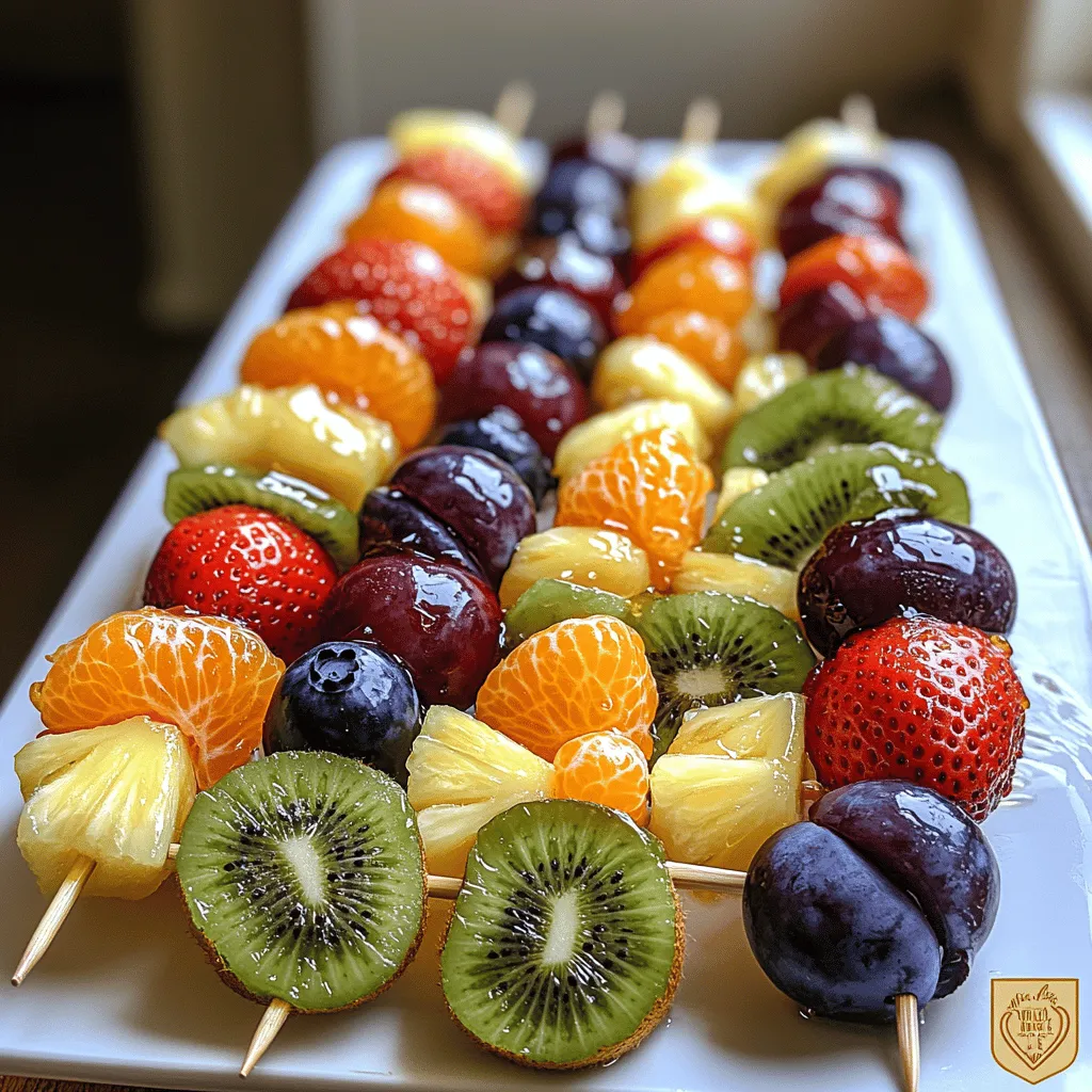 Fruit skewers have become a popular choice for those seeking a vibrant, healthy snack or dessert option. Their appeal lies not only in their delightful taste but also in their stunning visual presentation. A plate of colorful fruit skewers can brighten up any gathering, making them an ideal addition to parties, picnics, or even just a fun family treat. With a variety of fruits threaded together on a stick, these Rainbow Delight Fruit Skewers offer a playful way to enjoy nature’s candy while promoting healthy eating habits.
