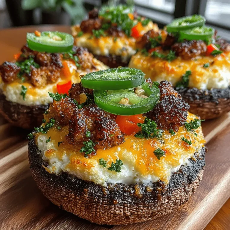 If you're on the hunt for a crowd-pleasing appetizer that packs a punch, look no further than Spicy Chicken Stuffed Mushroom Caps. This dish combines the earthy flavor of portobello mushrooms with a spicy, savory ground chicken filling, topped off with creamy cheese. The result is a symphony of flavors and textures that will tantalize the taste buds of anyone lucky enough to indulge. Whether you're hosting a dinner party, preparing for game day, or simply looking for a delicious treat, these stuffed mushrooms are versatile enough to shine as both an appetizer and a main dish.