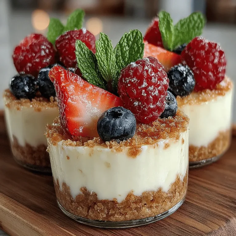 In the realm of desserts, the Mini Greek Yogurt Cheesecake Jars stand out as a delightful and healthier option for those who crave a sweet treat without the guilt. This innovative dessert combines the classic flavors of cheesecake with the nutritional benefits of Greek yogurt, creating a creamy, indulgent experience that is both satisfying and wholesome. The beauty of these individual-serving jars lies not only in their delightful taste but also in their ease of preparation, making them a perfect choice for gatherings, picnics, or a simple indulgence at home.